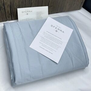 SFERRA Casida Full/Queen Duvet Cover White/Poolside Sateen Border 88x92”